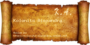Kolonits Alexandra névjegykártya