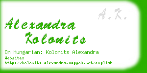 alexandra kolonits business card